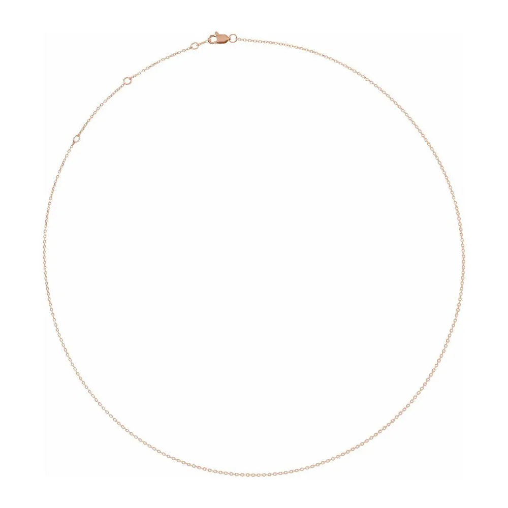 1mm 18K Rose Gold Diamond-Cut Solid Cable Chain Necklace