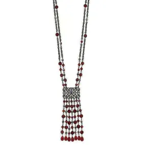 2028 Jewelry Siam Ab Crystal And Hematite Fringe Tassel Necklace 30