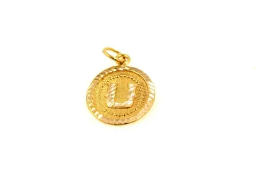 22k 22ct Solid Gold Charm Letter U Pendant Oval Design p1165 ns