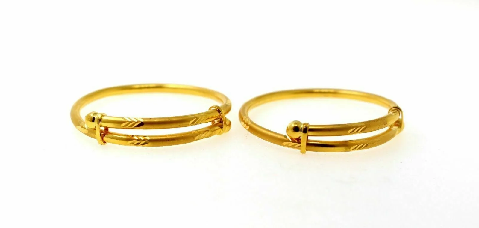 22k Bangle Solid Gold ELEGANT BABY KID BANGLE BRACELET ADJUSTABLE mf