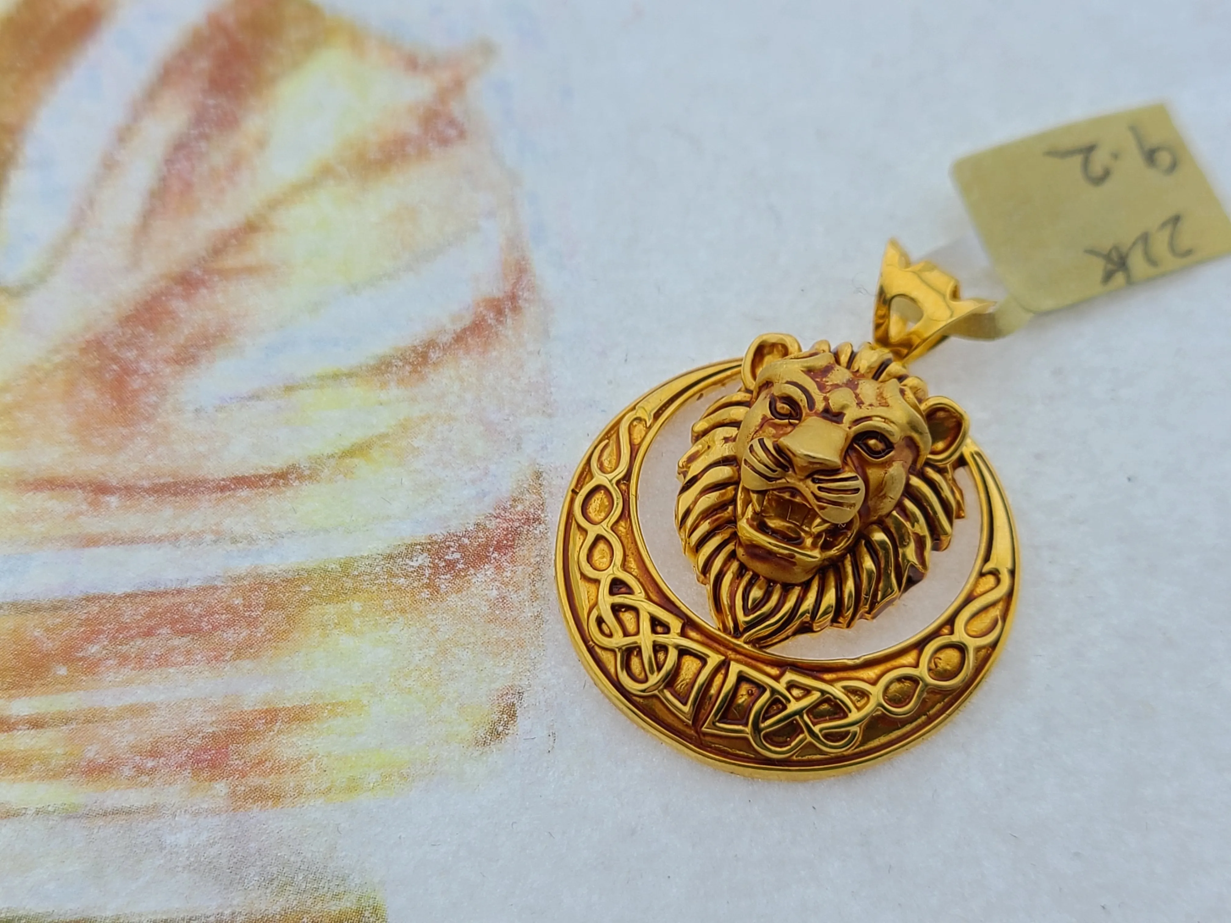 22K Solid Gold Designer Lion Pendant P5418