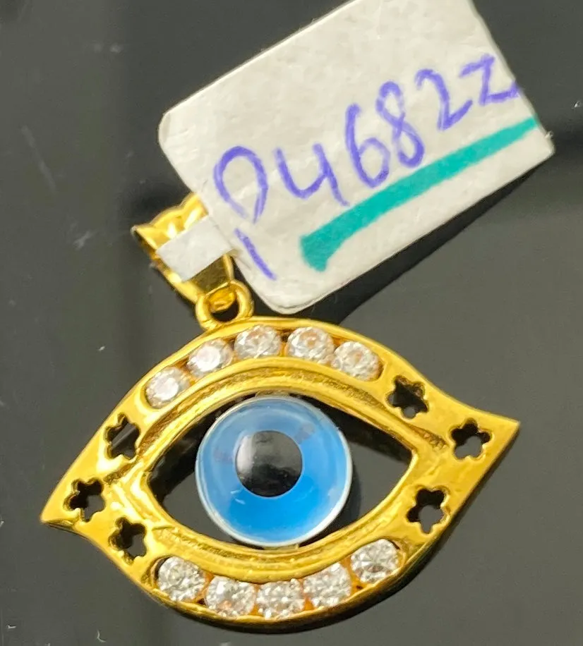 22K Solid Gold Evil Eye Pendant P4682z