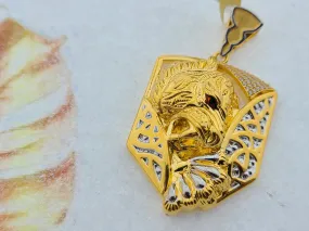 22KSolid Gold Two Tone Tiger Pendant P5433