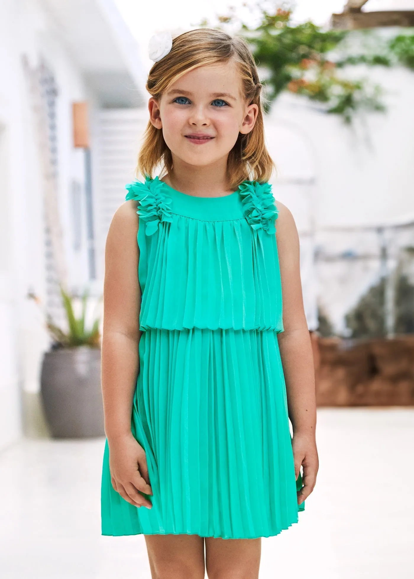 3920 - Pleated dress for girl - Jade