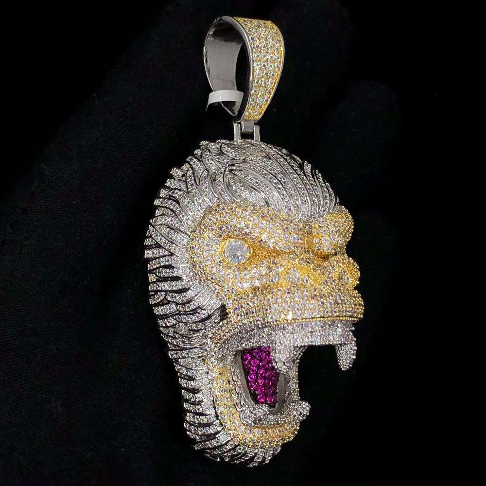 3D Gorilla Face VVS CZ Hip Hop Bling Bling Pendant