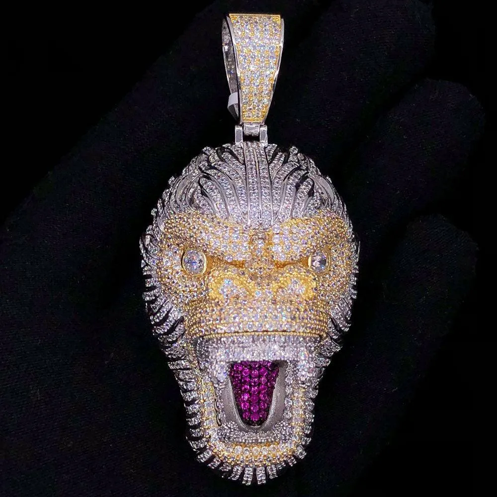 3D Gorilla Face VVS CZ Hip Hop Bling Bling Pendant