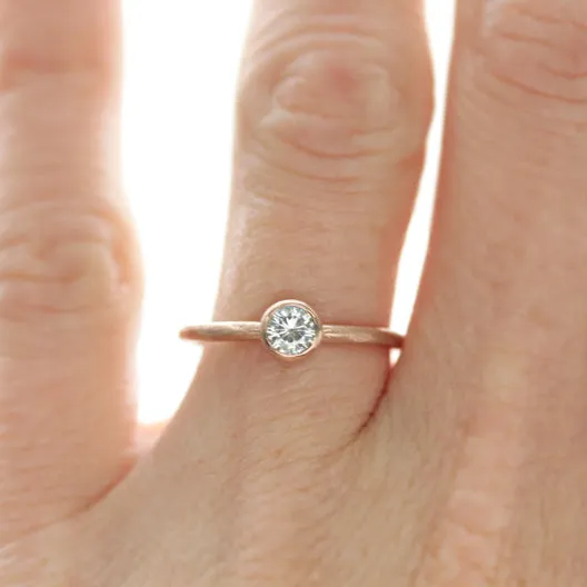 4mm Rustic Bezel Solitaire Engagement Ring 