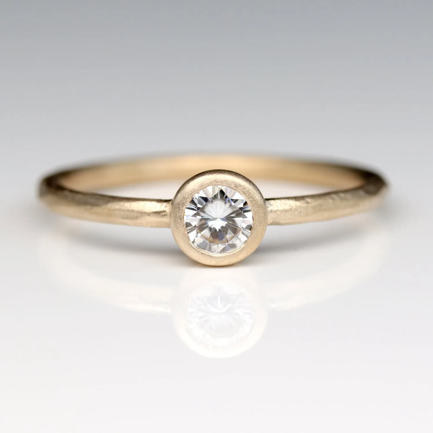 4mm Rustic Bezel Solitaire Engagement Ring 