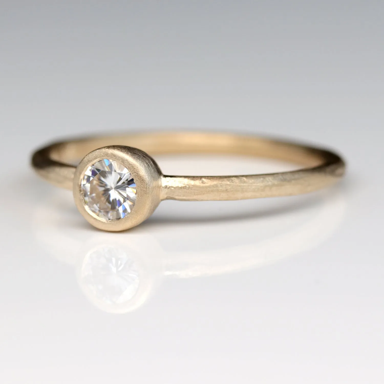 4mm Rustic Bezel Solitaire Engagement Ring 