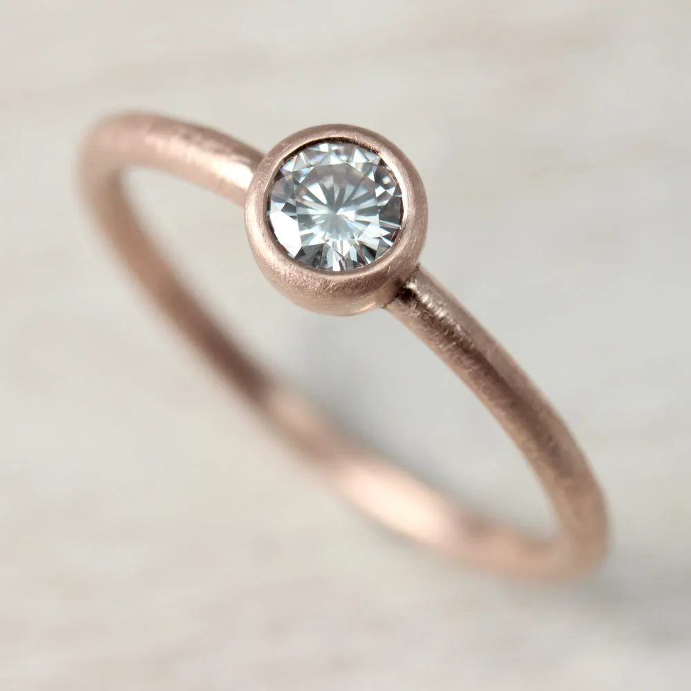 4mm Rustic Bezel Solitaire Engagement Ring 