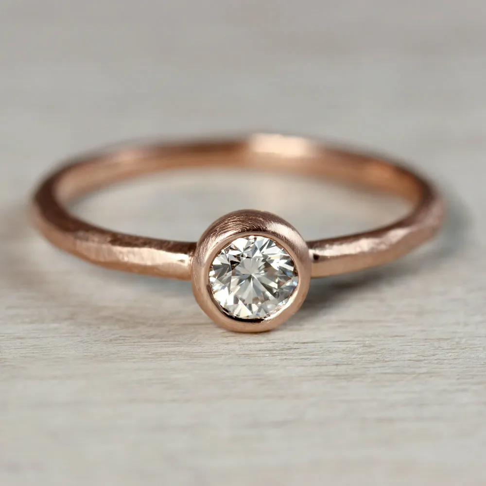 4mm Rustic Bezel Solitaire Engagement Ring 