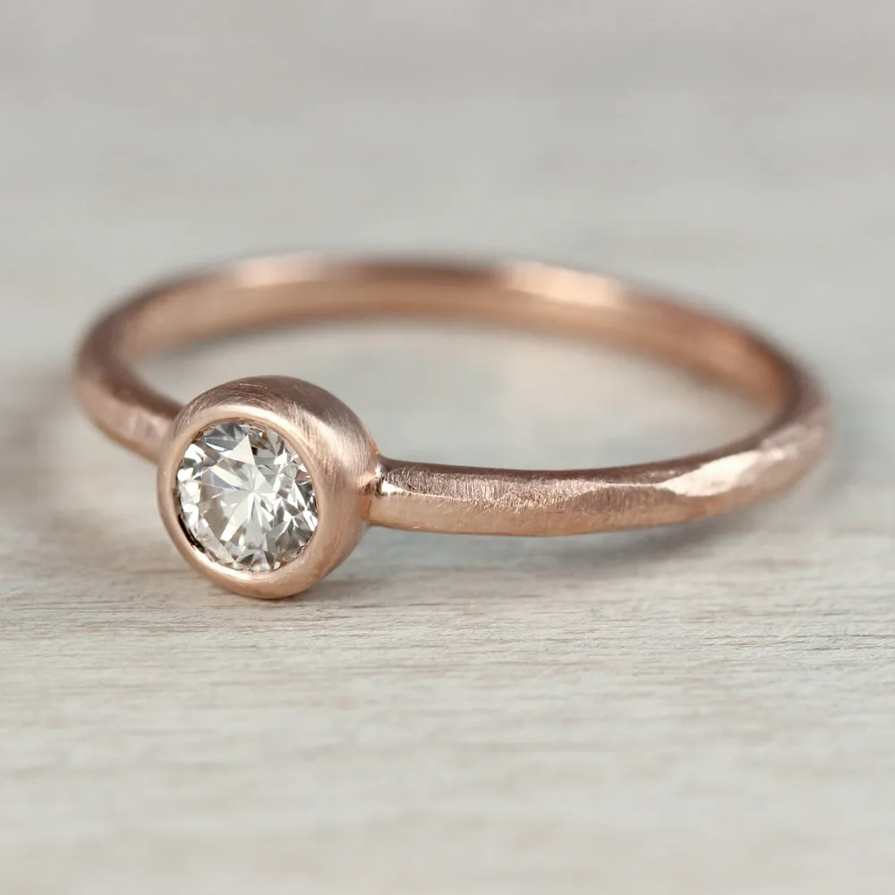 4mm Rustic Bezel Solitaire Engagement Ring 