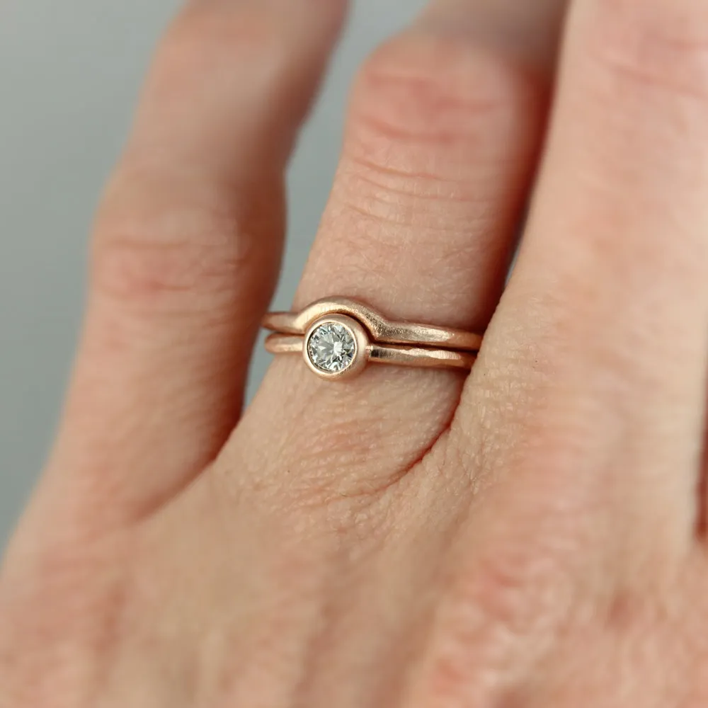 4mm Rustic Bezel Solitaire Engagement Ring 