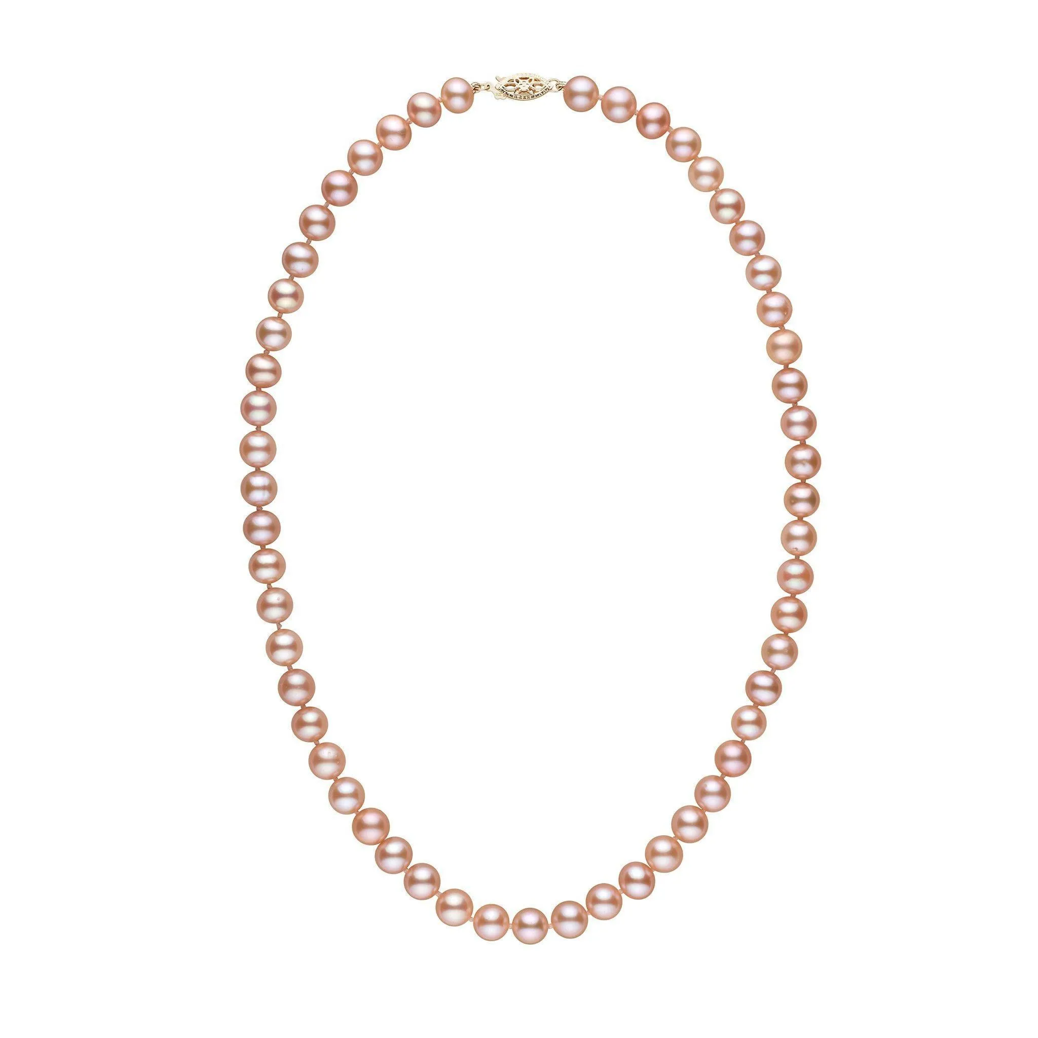 7.5-8.0 mm 18 Inch AA+ Pink to Peach Freshwater Pearl Necklace