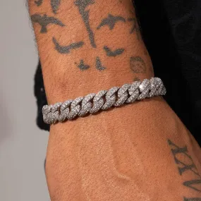 8mm Iced Cuban Link Bracelet - White Gold