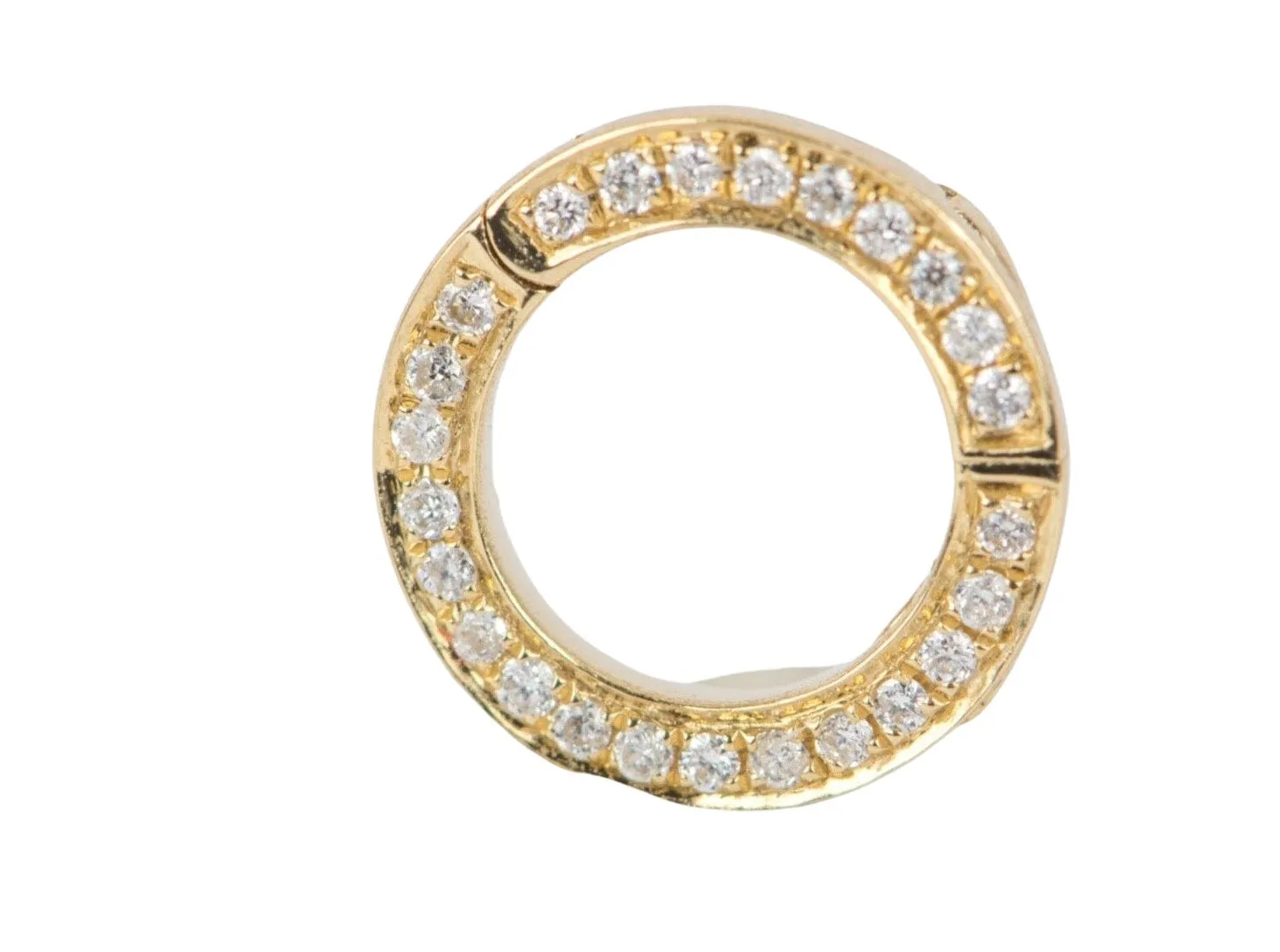 9mm Circle Charm Holder with Diamond Pave 18K Gold M4027