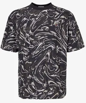 A Bathing Ape Mens Black Marbling crew-neck relaxed-fit cotton-jersey T-shirt