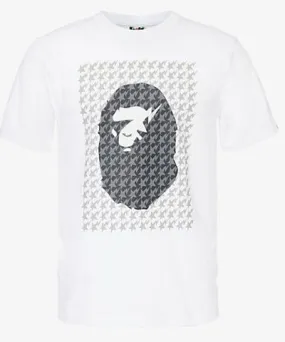 A Bathing Ape Mens White Houndstooth Ape crew-neck regular-fit cotton-jersey T-shirt