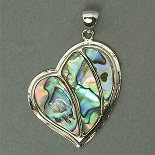 Abalone/Paua Shell Heart Pendant 35x43mm