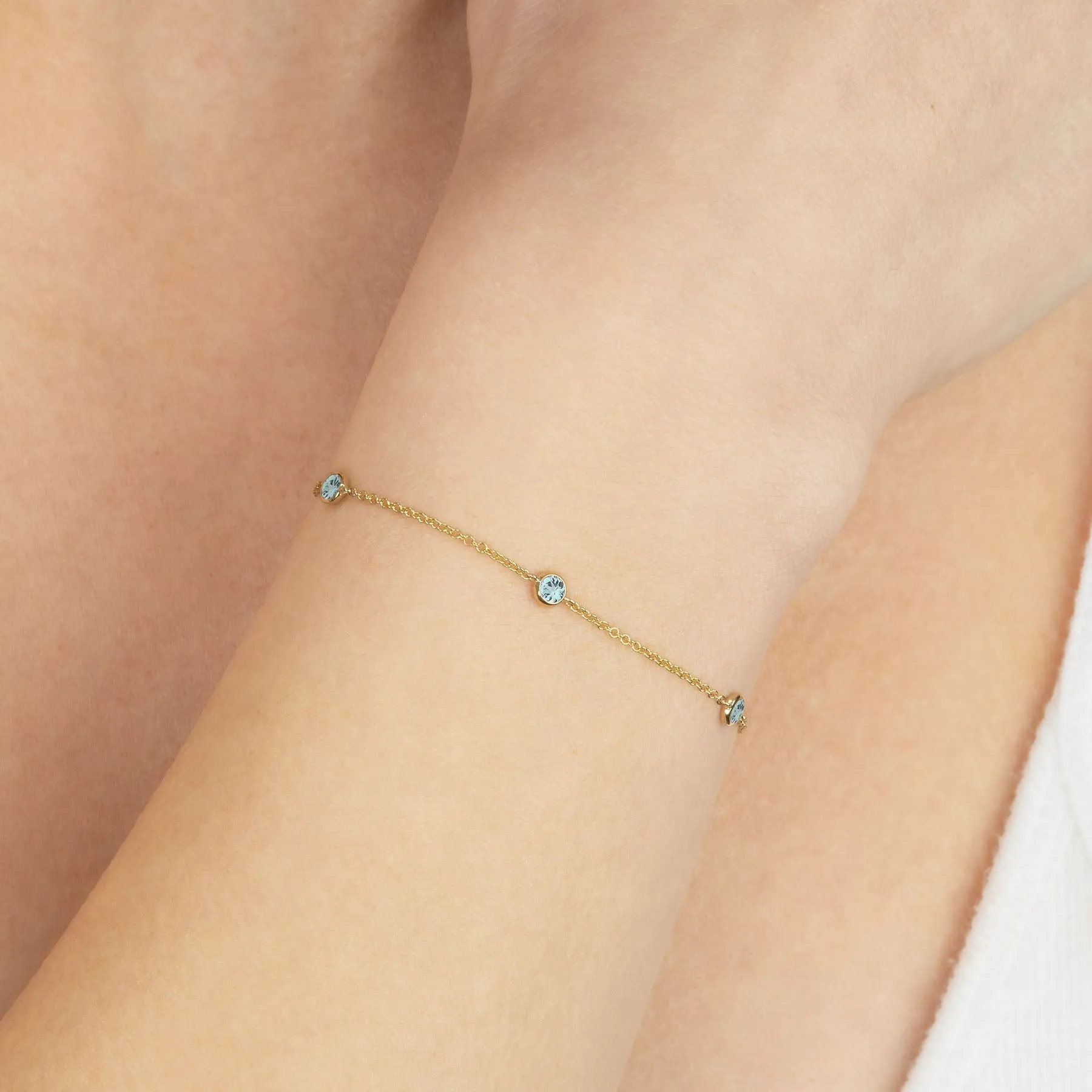 Always On Bezel Bracelet - Aquamarine / 14k Yellow Gold