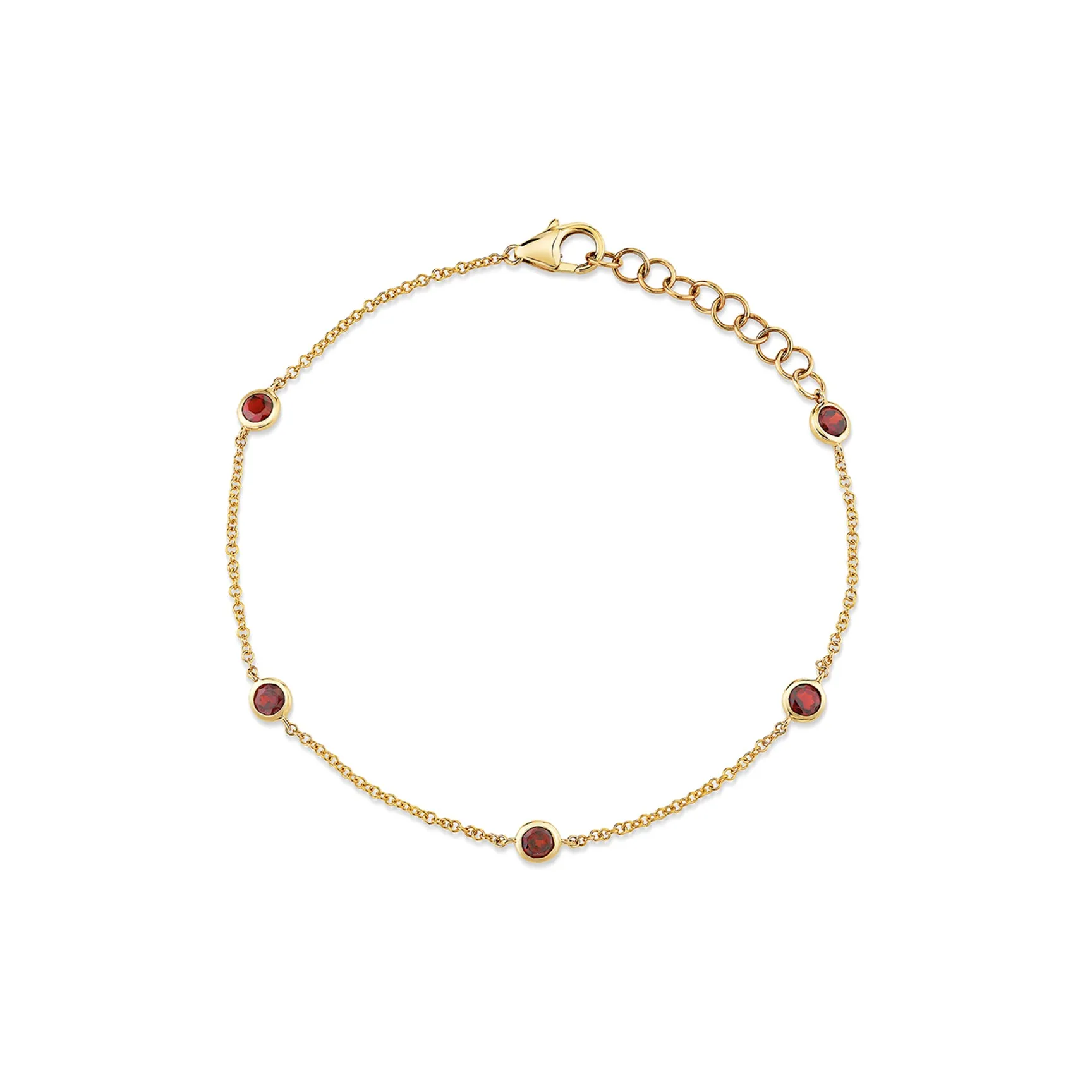 Always On Bezel Bracelet - Garnet / 14k Yellow Gold