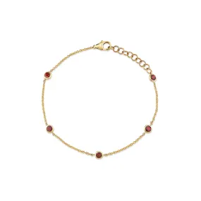 Always On Bezel Bracelet - Garnet / 14k Yellow Gold