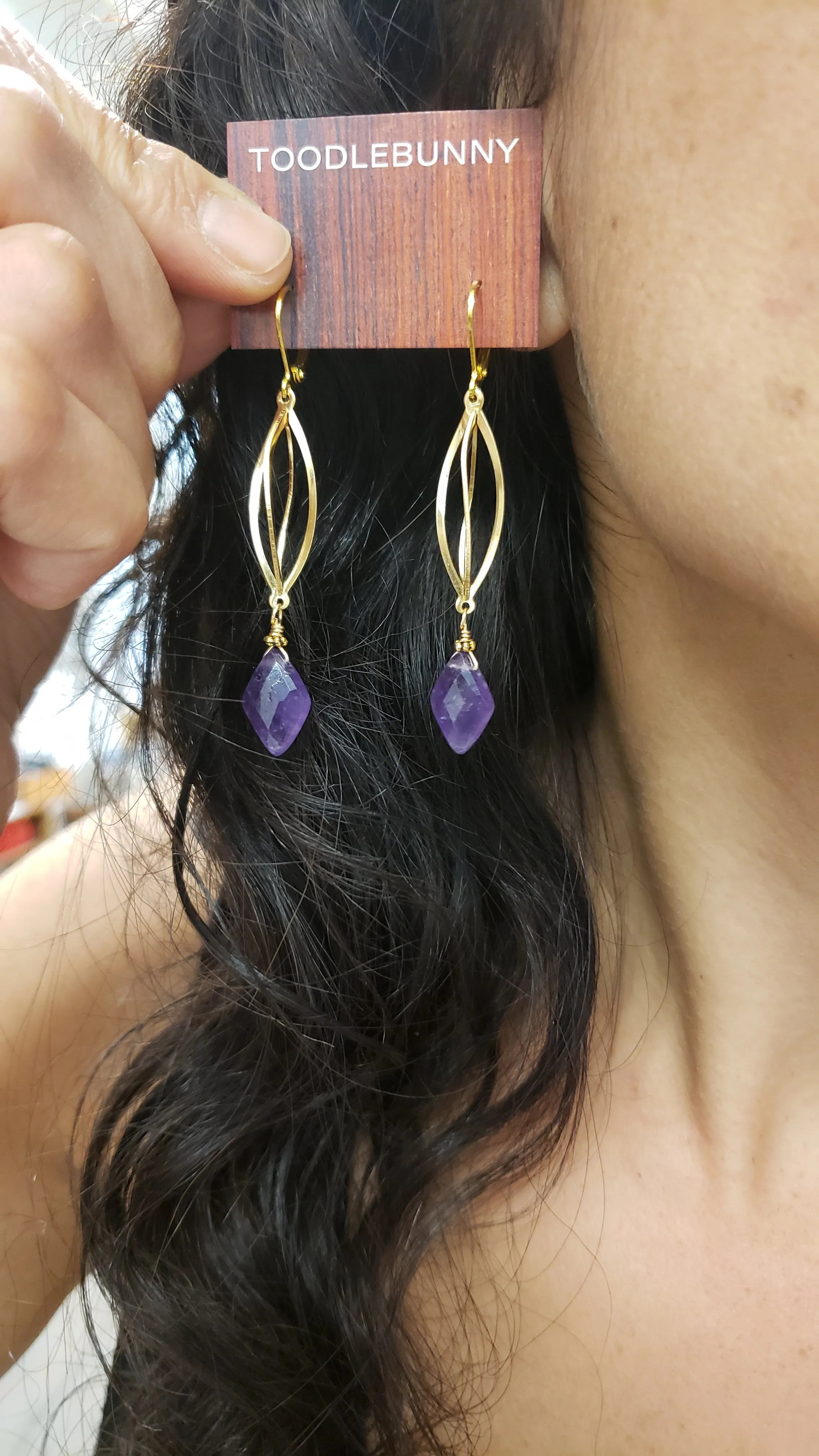 Amethyst Spiral Cage drop earrings