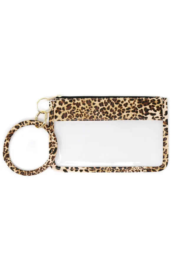 Animal Print Transparent Wristlet Bag