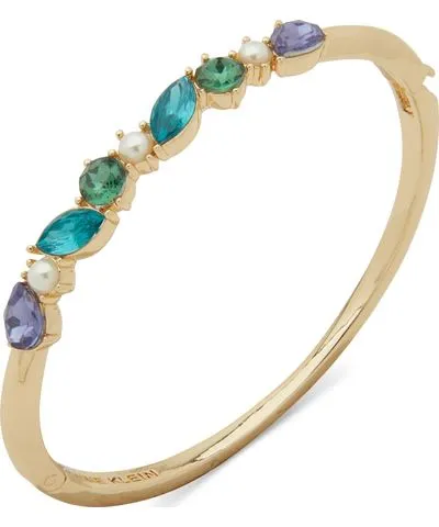 Anne Klein Gold-Tone Multicolor Stone & Imitation Pearl Bangle Bracelet