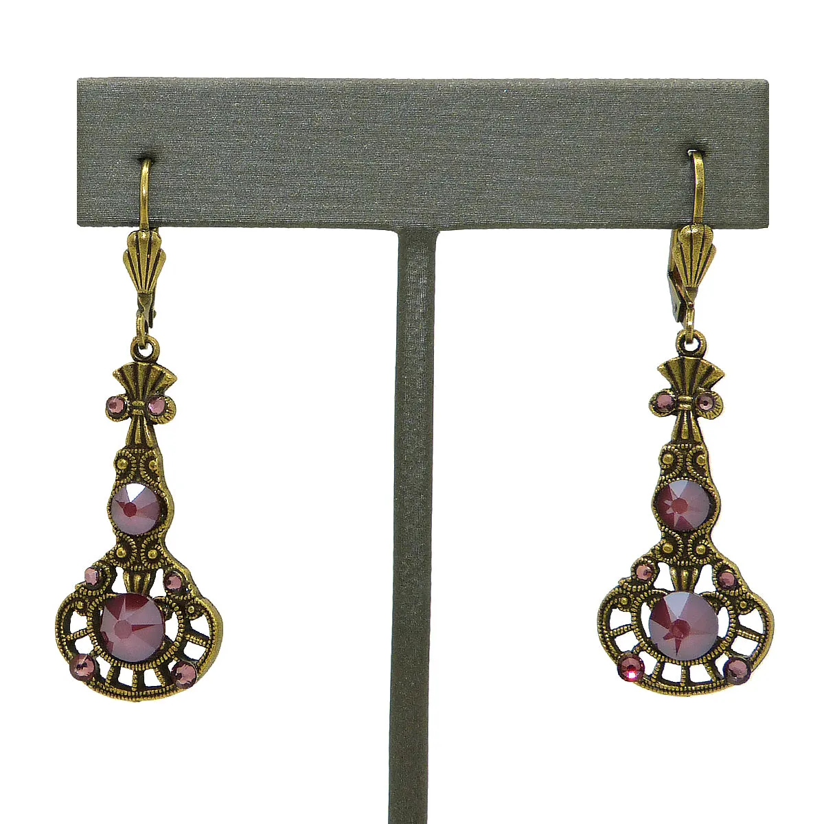 Anne Koplik Antique Pink Red Stoned Pendulum Earrings ER4747DRD