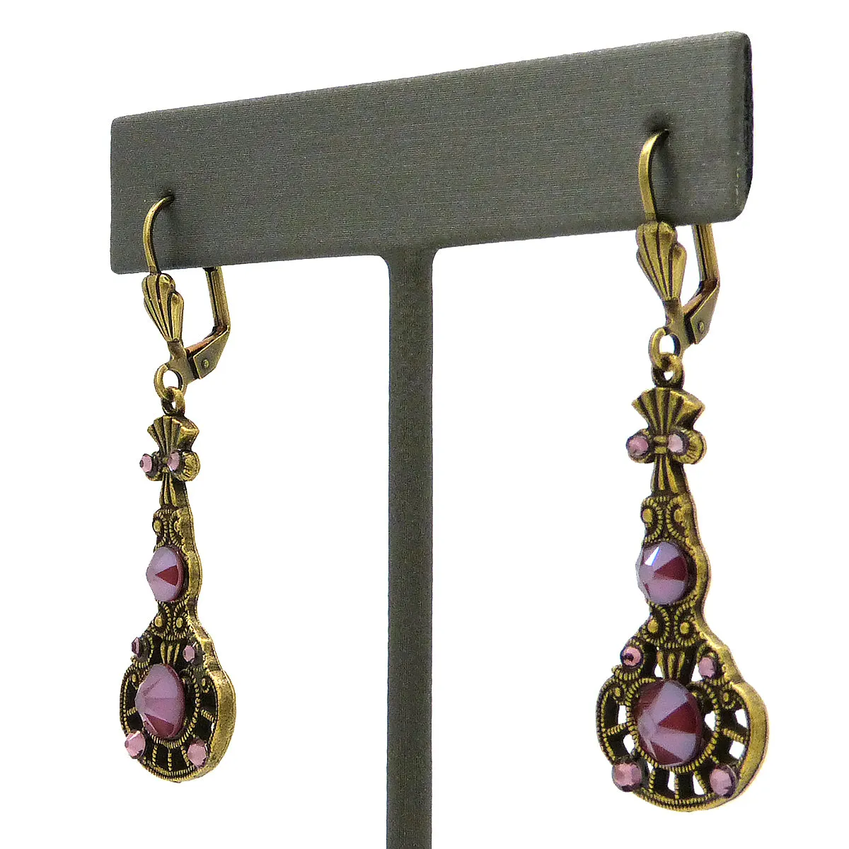 Anne Koplik Antique Pink Red Stoned Pendulum Earrings ER4747DRD