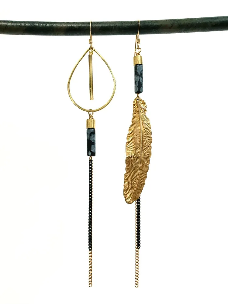 Asymmetric Feather Duster Earrings - more colors available