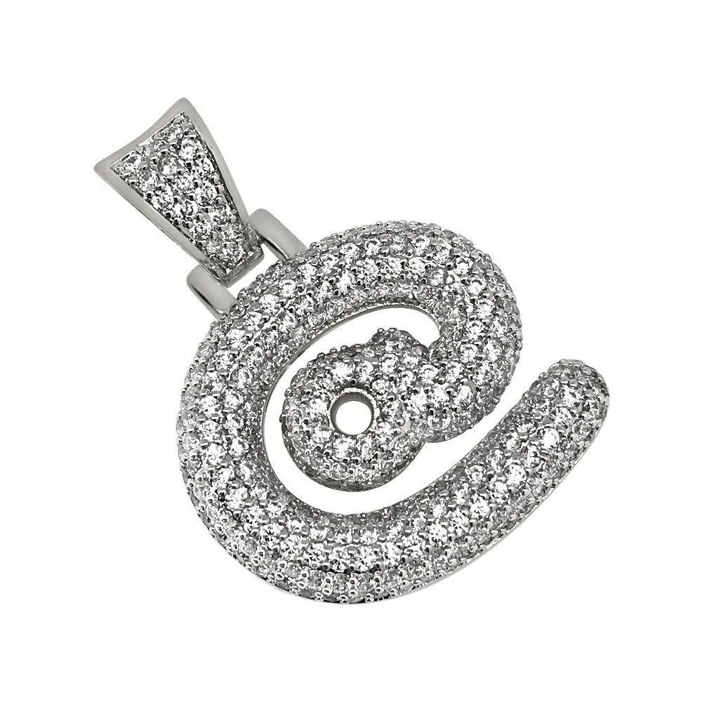 At @ Internet Symbol Rhodium CZ Bling Bling Pendant