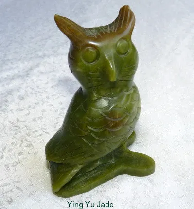 Auspicious Wise Chinese Jade Owl Carving - [CARV-OWL]