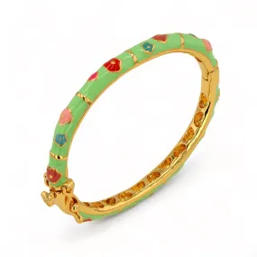 Baby mix clover mint enamel bangle 18k gold bounding handcrafted italy-72841