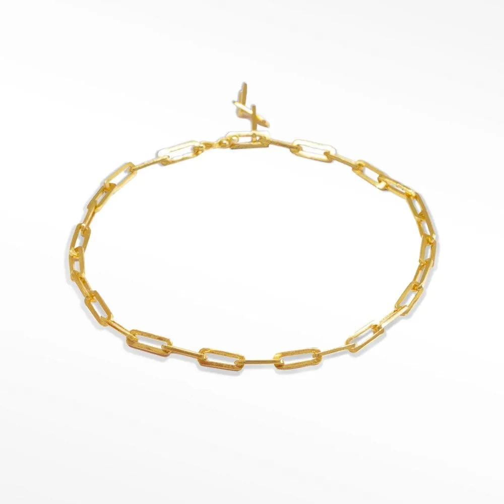 Baby Paperclip Gold Vermeil Bracelet 7''