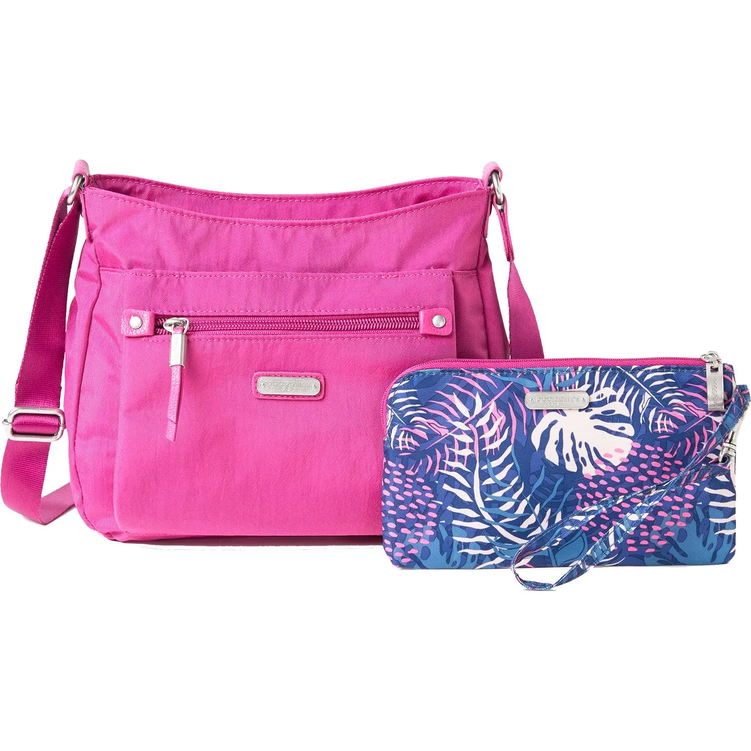 Baggallini Uptown Bagg with RFID Phone Wristlet Deep Fuchsia