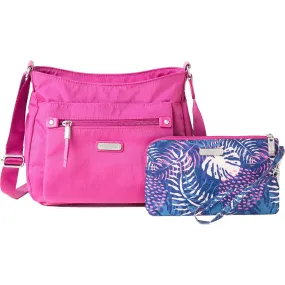 Baggallini Uptown Bagg with RFID Phone Wristlet Deep Fuchsia