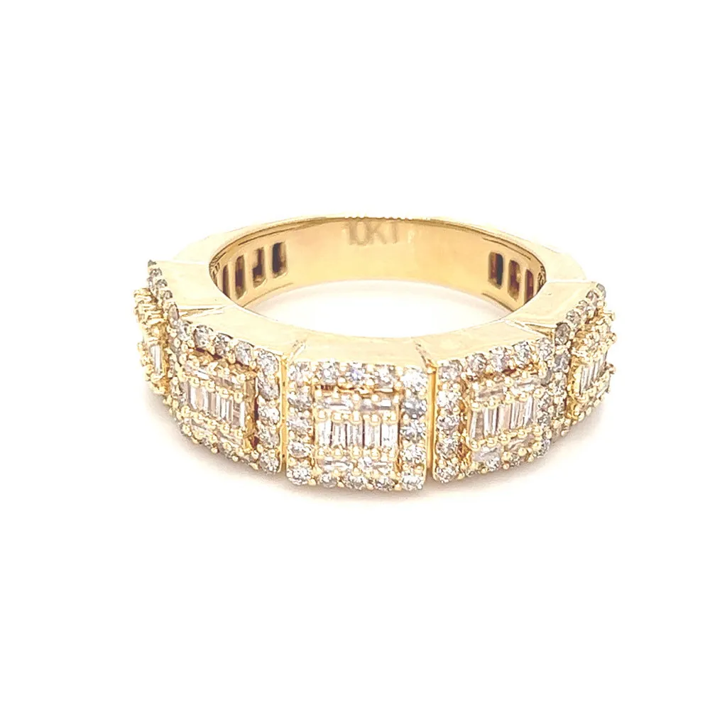 Baguette Cluster Diamond Ring 1.60cttw 10K Gold