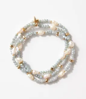 Beaded Gemstone And Pearl Stretch Bracelet