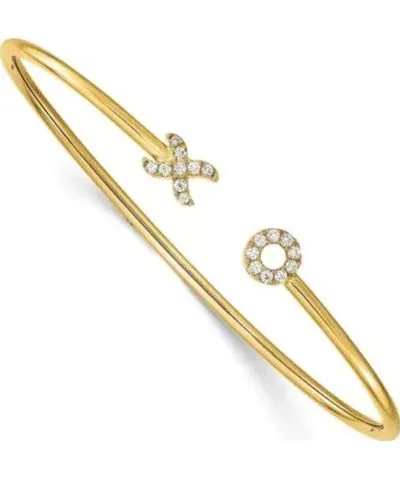 Belk & Co 1/5 ct. t.w. Diamond X and O Cuff Bangle in 14K Yellow Gold