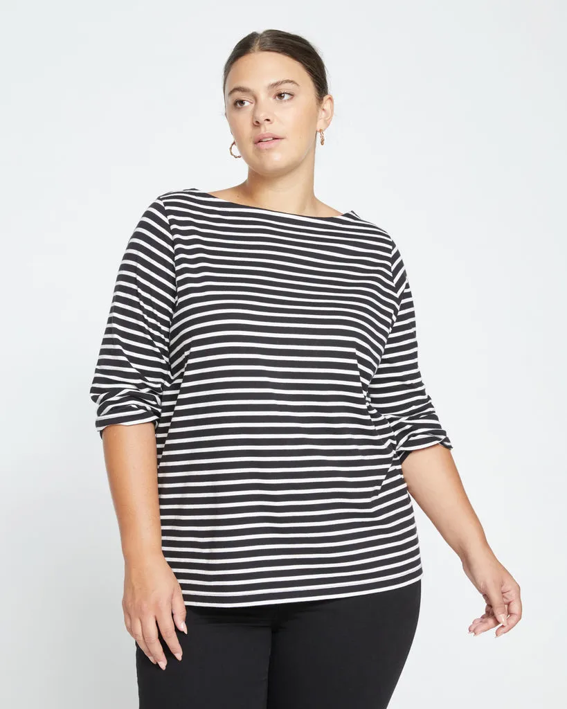 Belle Breton Stripe Jersey Tee - Black/White Stripe