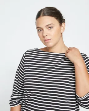 Belle Breton Stripe Jersey Tee - Black/White Stripe