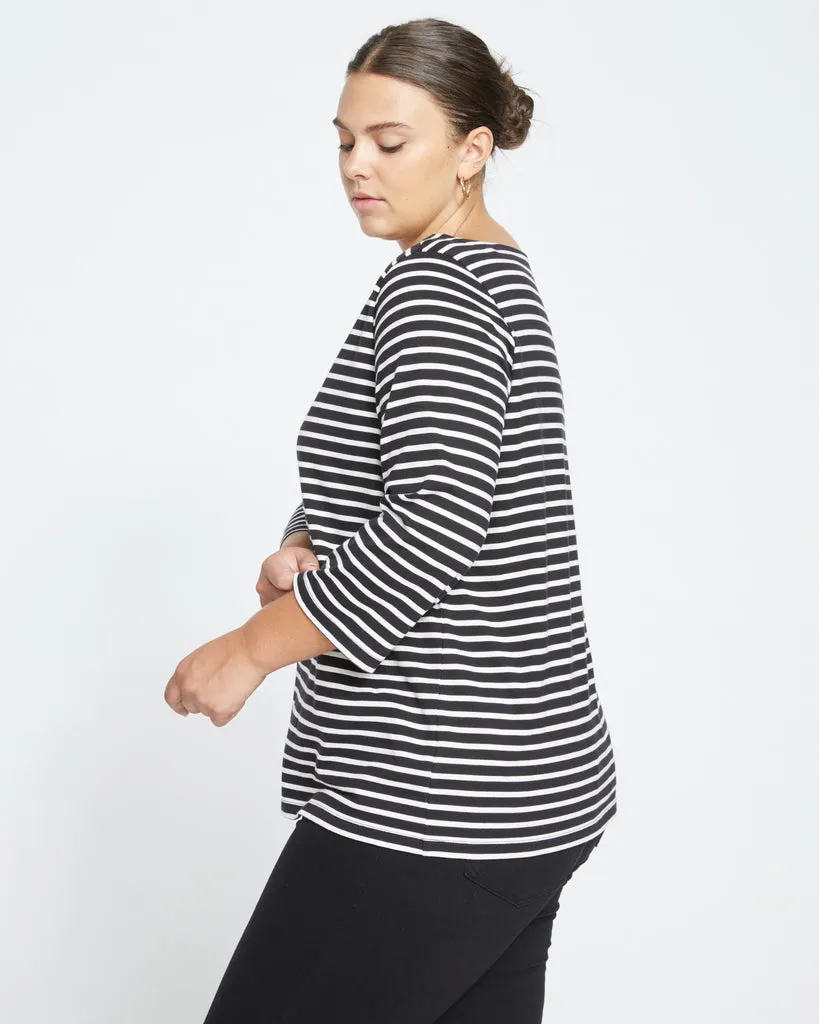 Belle Breton Stripe Jersey Tee - Black/White Stripe