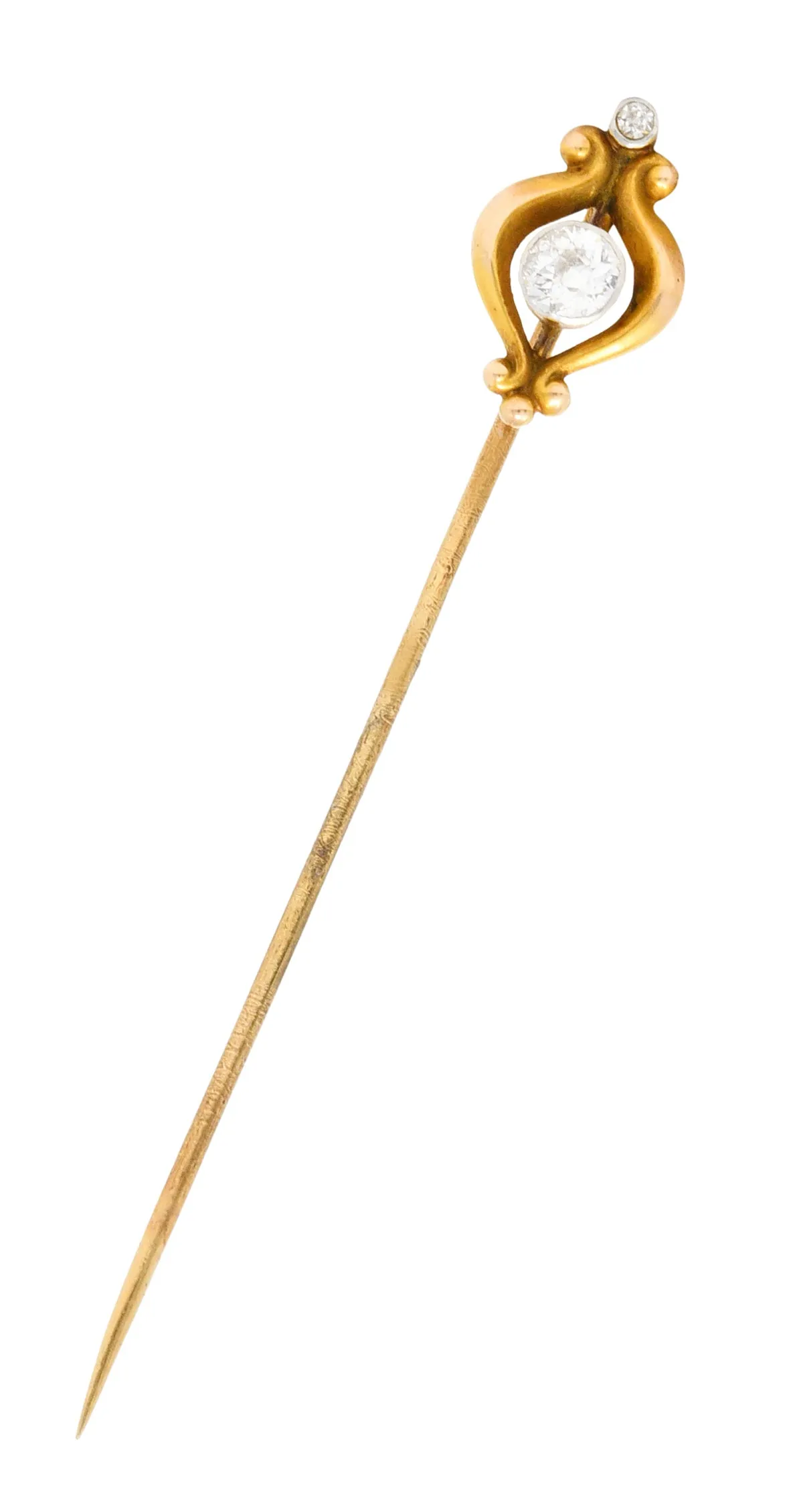 Bippart & Co. 0.28 CTW Diamond 14 Karat Gold Art Nouveau Stickpin