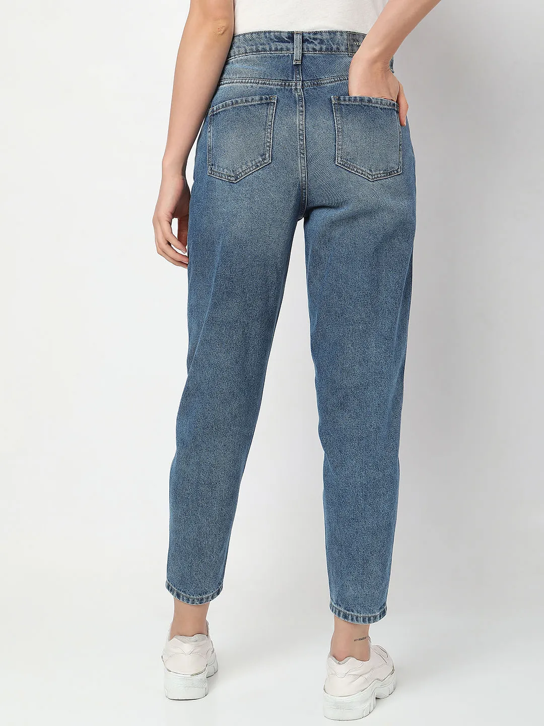 Blue High Rise Panelled Jade Straight Fit Jeans