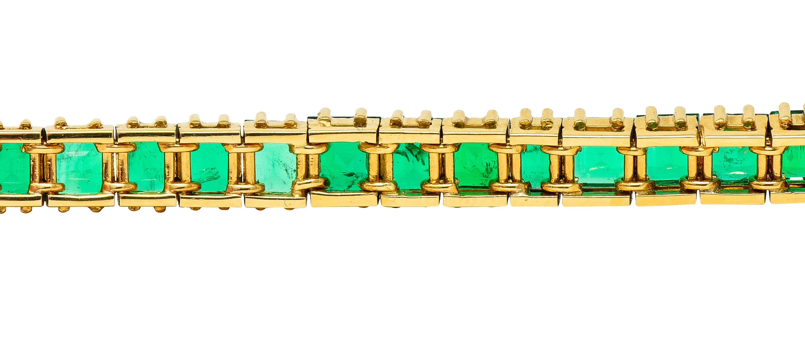 Boucheron Paris 12.50 CTW Emerald 18 Karat Yellow Gold Gemstone Line Bracelet