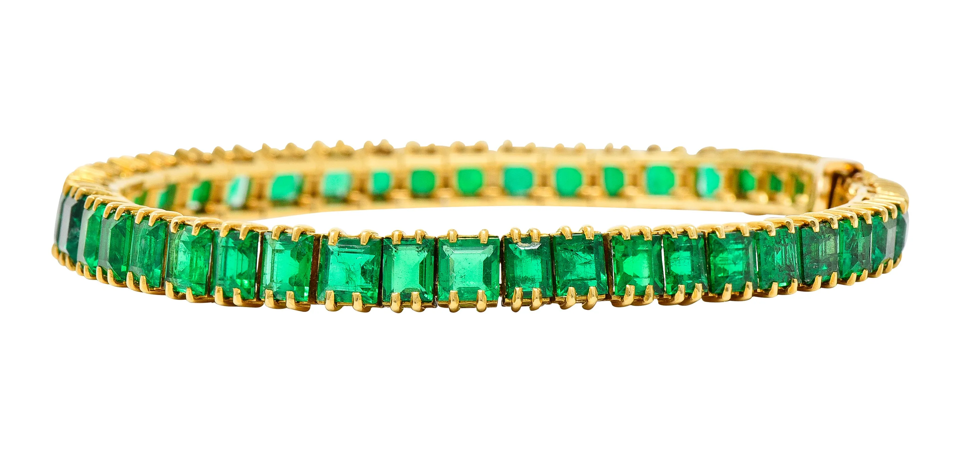 Boucheron Paris 12.50 CTW Emerald 18 Karat Yellow Gold Gemstone Line Bracelet