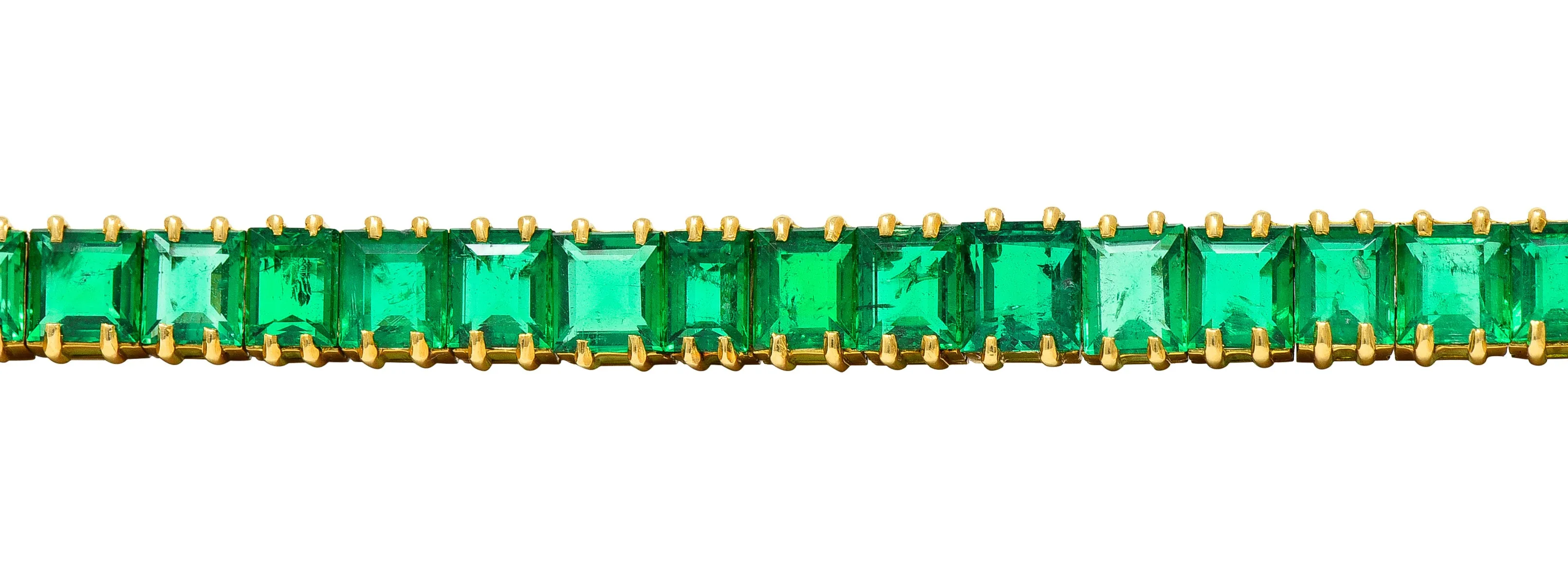 Boucheron Paris 12.50 CTW Emerald 18 Karat Yellow Gold Gemstone Line Bracelet