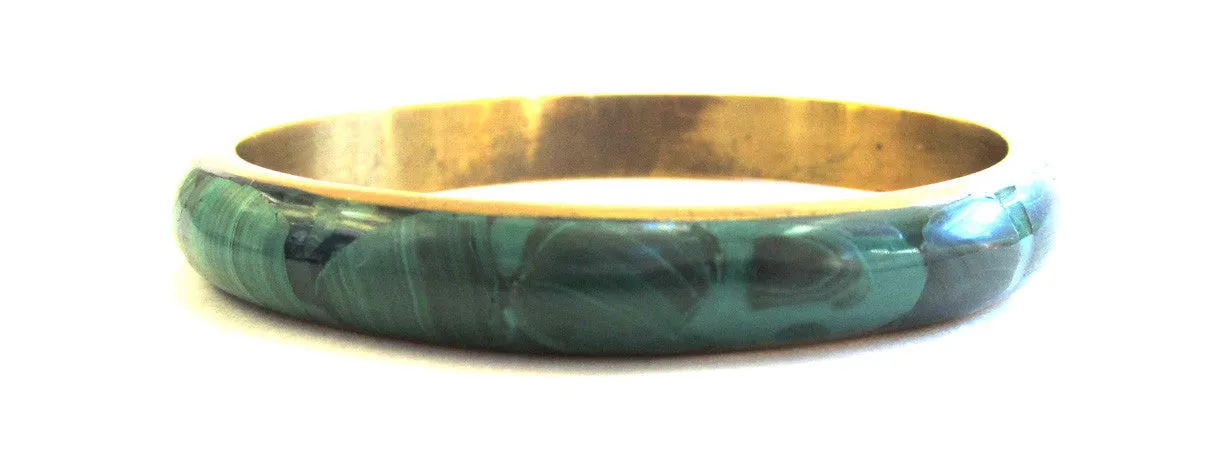 Brass Malachite Bangle Bracelet